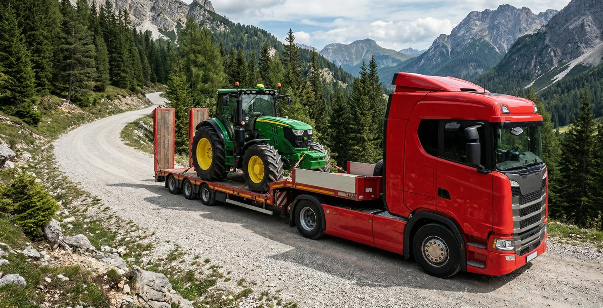 Transport spécialisé — tracteur sur porte-engins pour la livraison